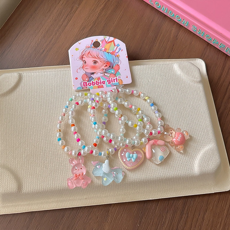 Cute Cartoon Hairpin Set For Kids Featuring Multicolor Resin Design, 5 Pieces