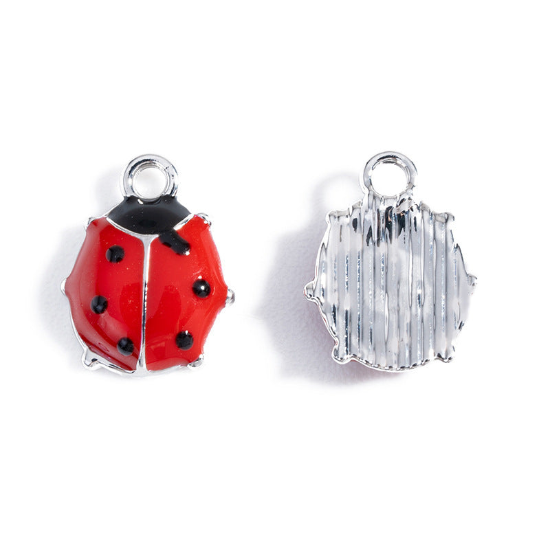 Cute Ladybugs Pendant In Gold Alloy Featuring Enamel Craft And Electroplated Finish Jewelry Accessories