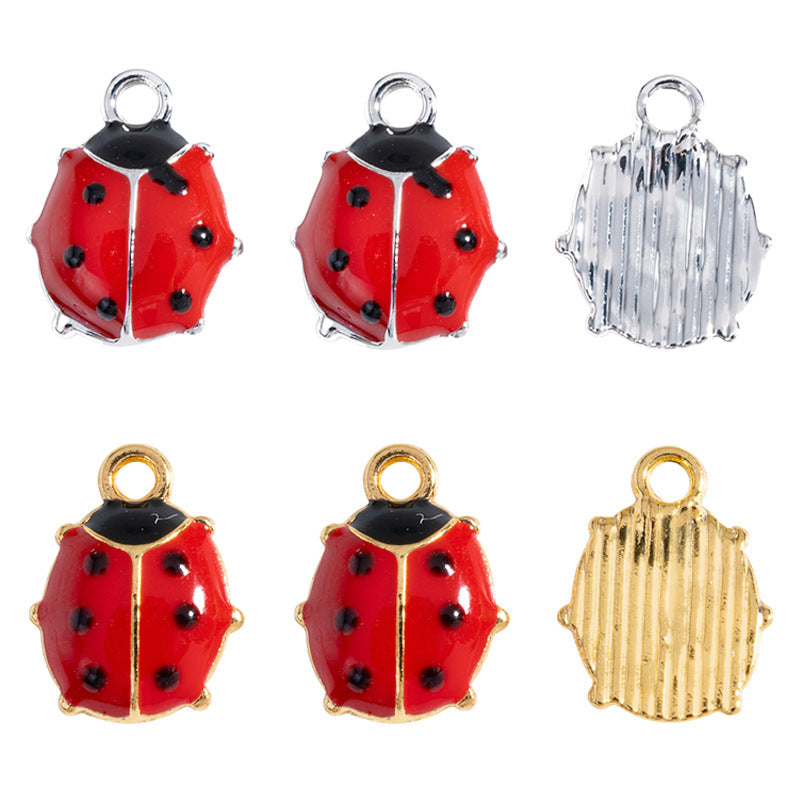 Cute Ladybugs Pendant In Gold Alloy Featuring Enamel Craft And Electroplated Finish Jewelry Accessories