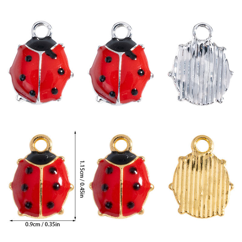 Cute Ladybugs Pendant In Gold Alloy Featuring Enamel Craft And Electroplated Finish Jewelry Accessories