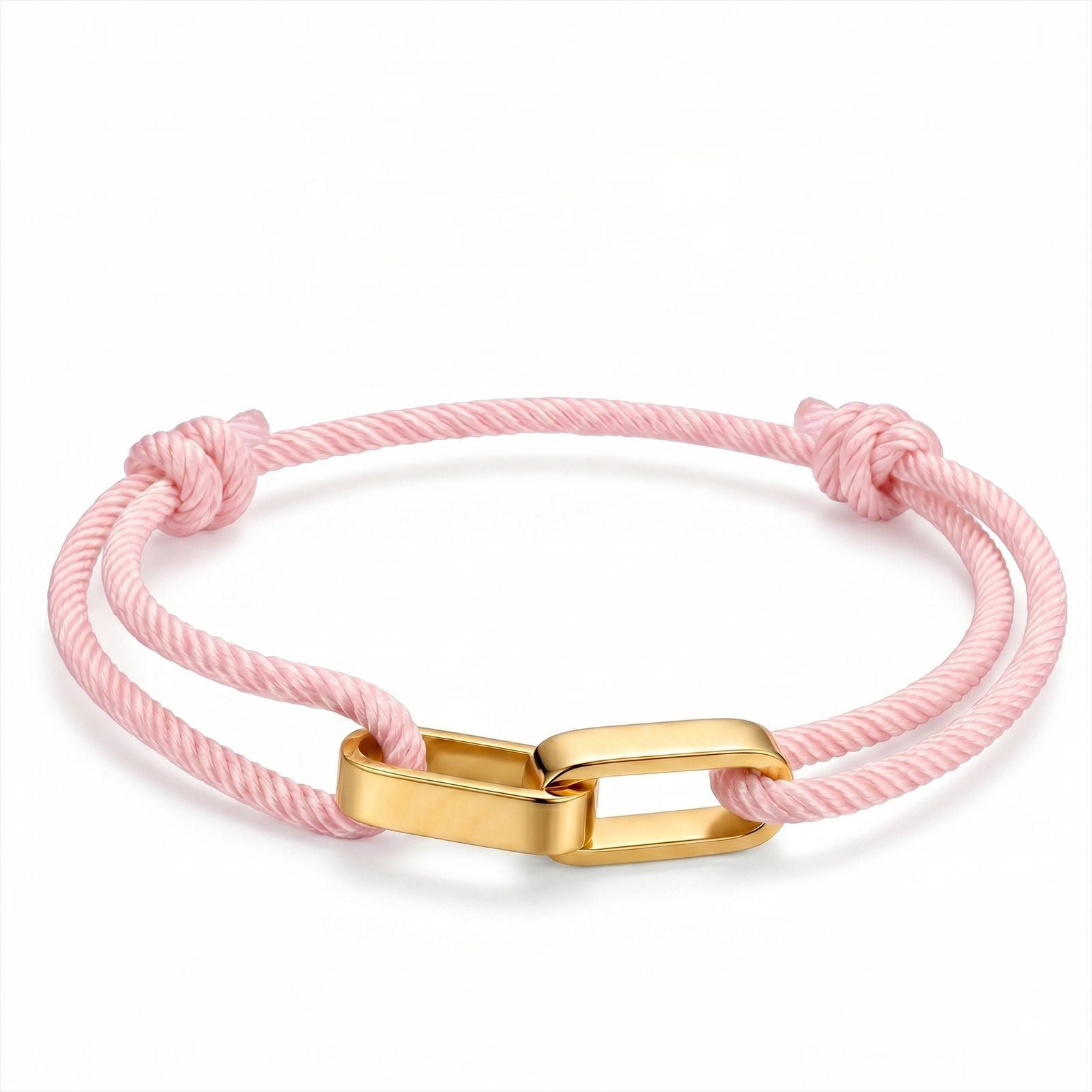 Double Ring Braid Rope Stainless Steel Couple Bracelets In Gold With Glass Inlay