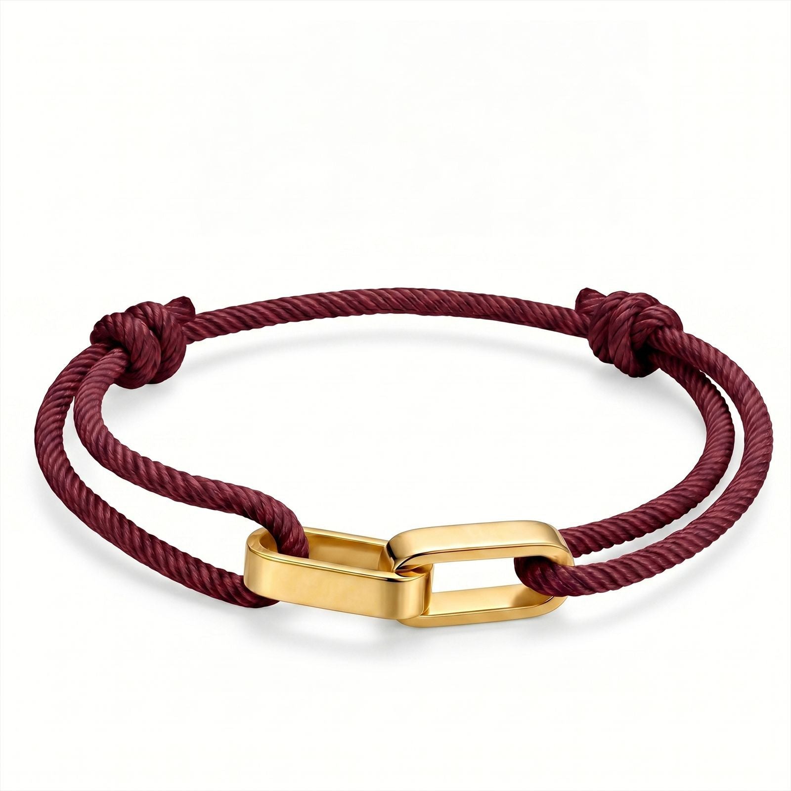Double Ring Braid Rope Stainless Steel Couple Bracelets In Gold With Glass Inlay