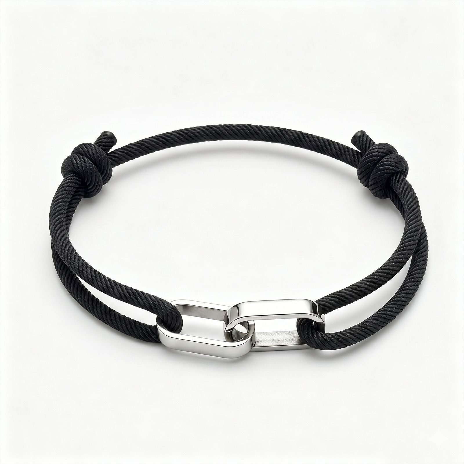 Double Ring Braid Rope Stainless Steel Couple Bracelets In Gold With Glass Inlay