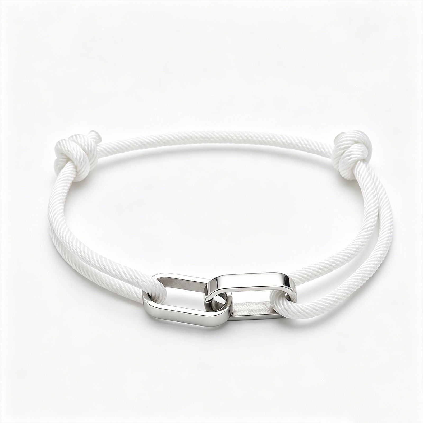 Double Ring Braid Rope Stainless Steel Couple Bracelets In Gold With Glass Inlay