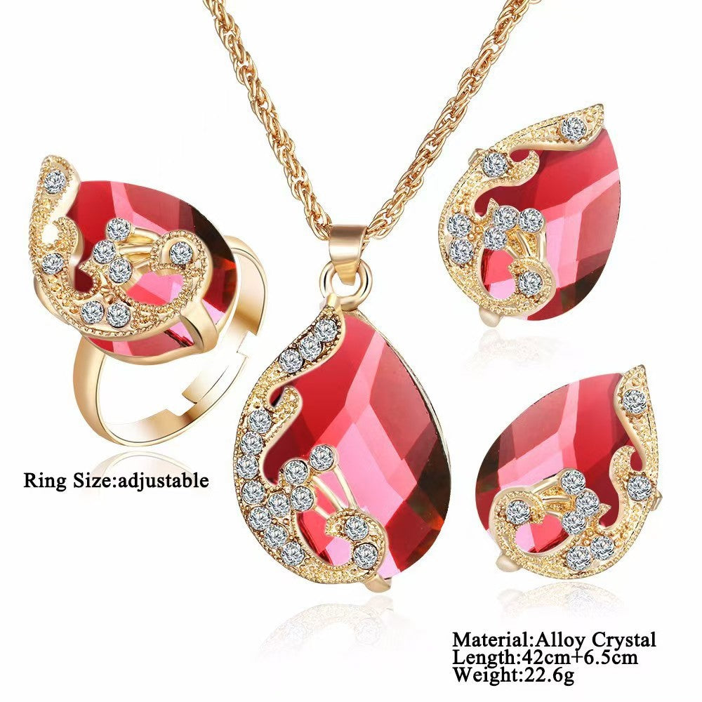 Peacock Jewelry Set For Women In New Style Featuring Electroplated Alloy With Crystal Inlay And Twisted Rope Chain