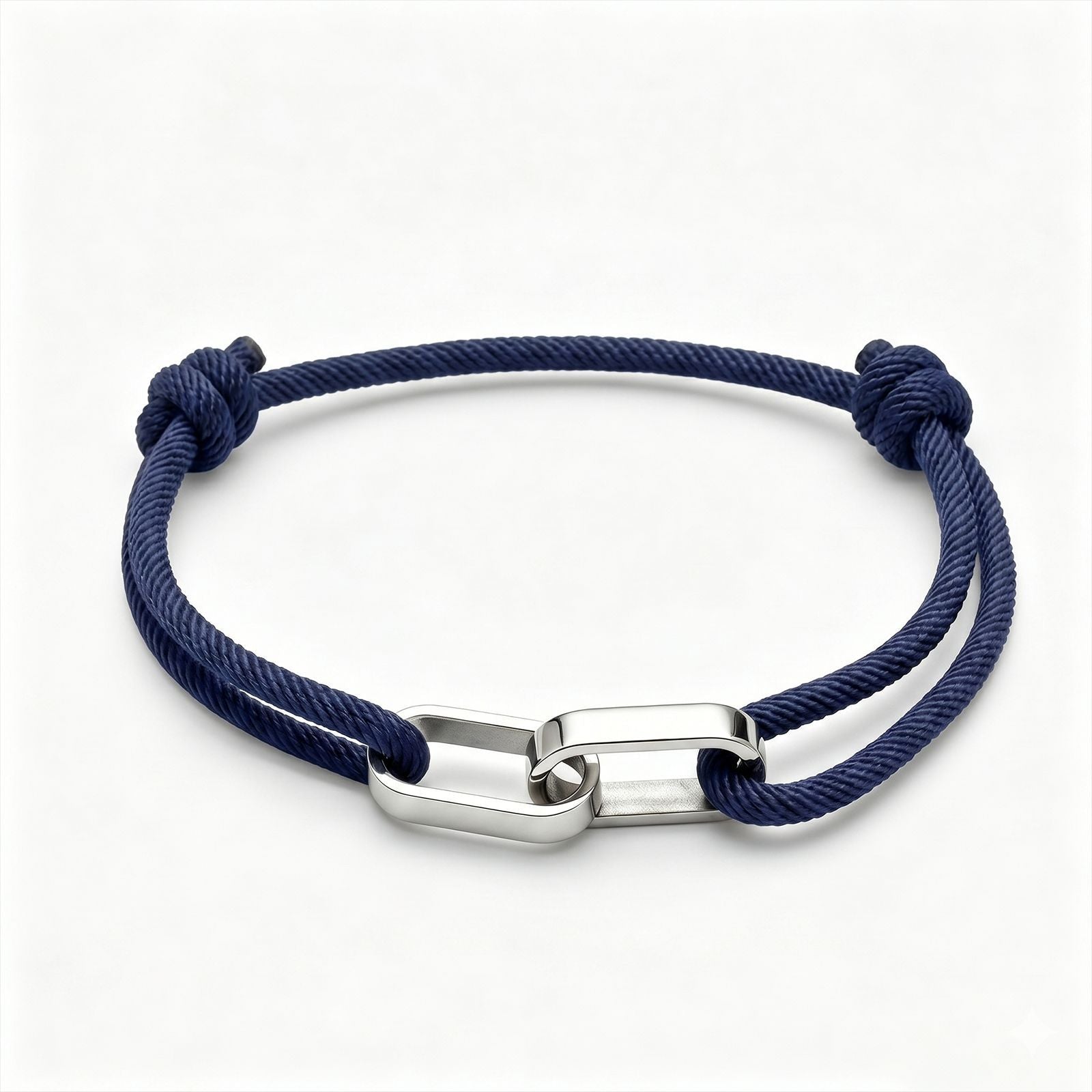Double Ring Braid Rope Stainless Steel Couple Bracelets In Gold With Glass Inlay