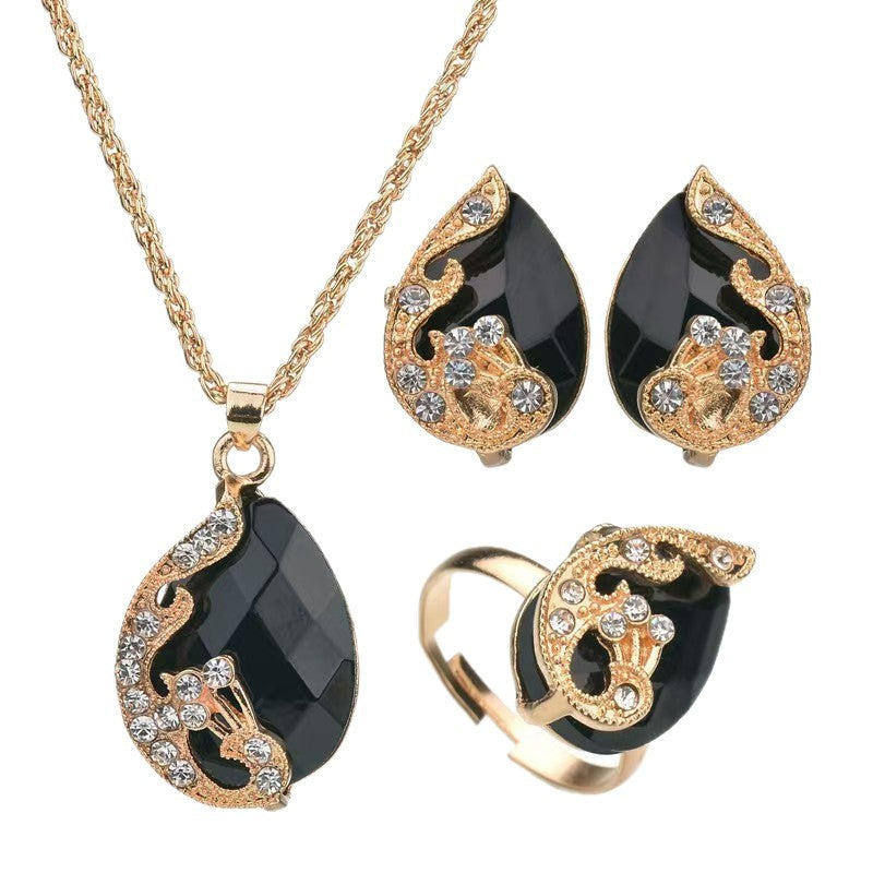 Peacock Jewelry Set For Women In New Style Featuring Electroplated Alloy With Crystal Inlay And Twisted Rope Chain