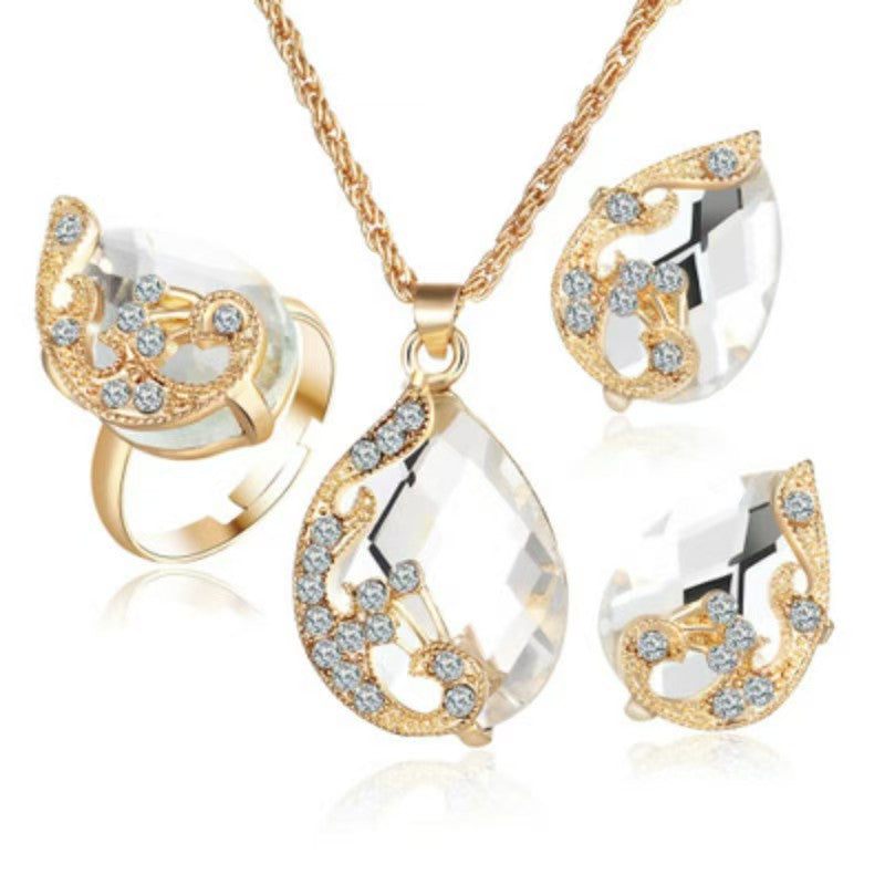 Peacock Jewelry Set For Women In New Style Featuring Electroplated Alloy With Crystal Inlay And Twisted Rope Chain