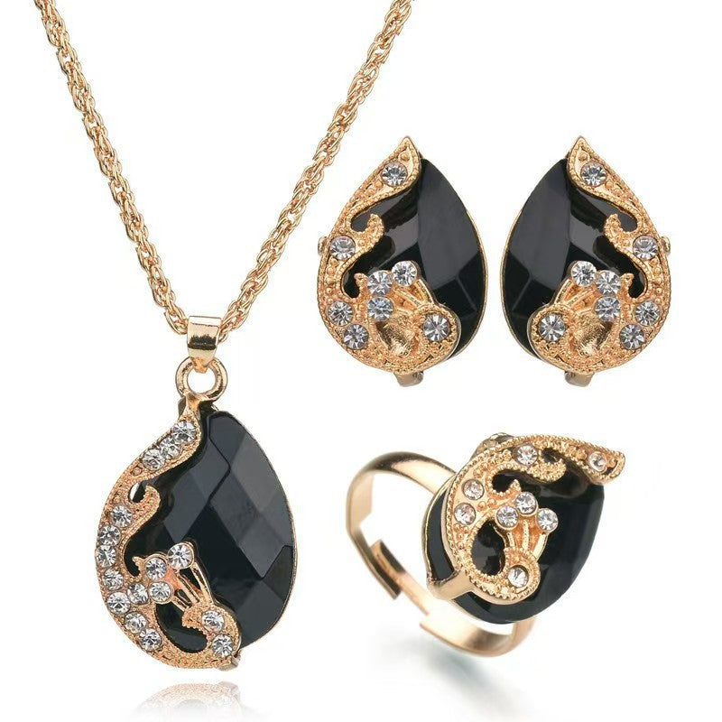 Peacock Jewelry Set For Women In New Style Featuring Electroplated Alloy With Crystal Inlay And Twisted Rope Chain