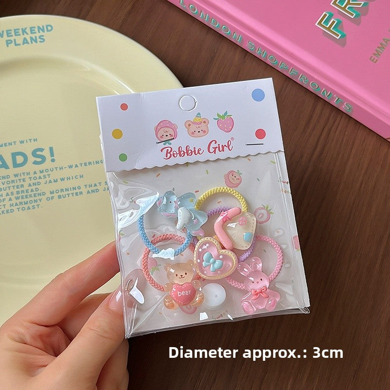 Cute Cartoon Hairpin Set For Kids Featuring Multicolor Resin Design, 5 Pieces