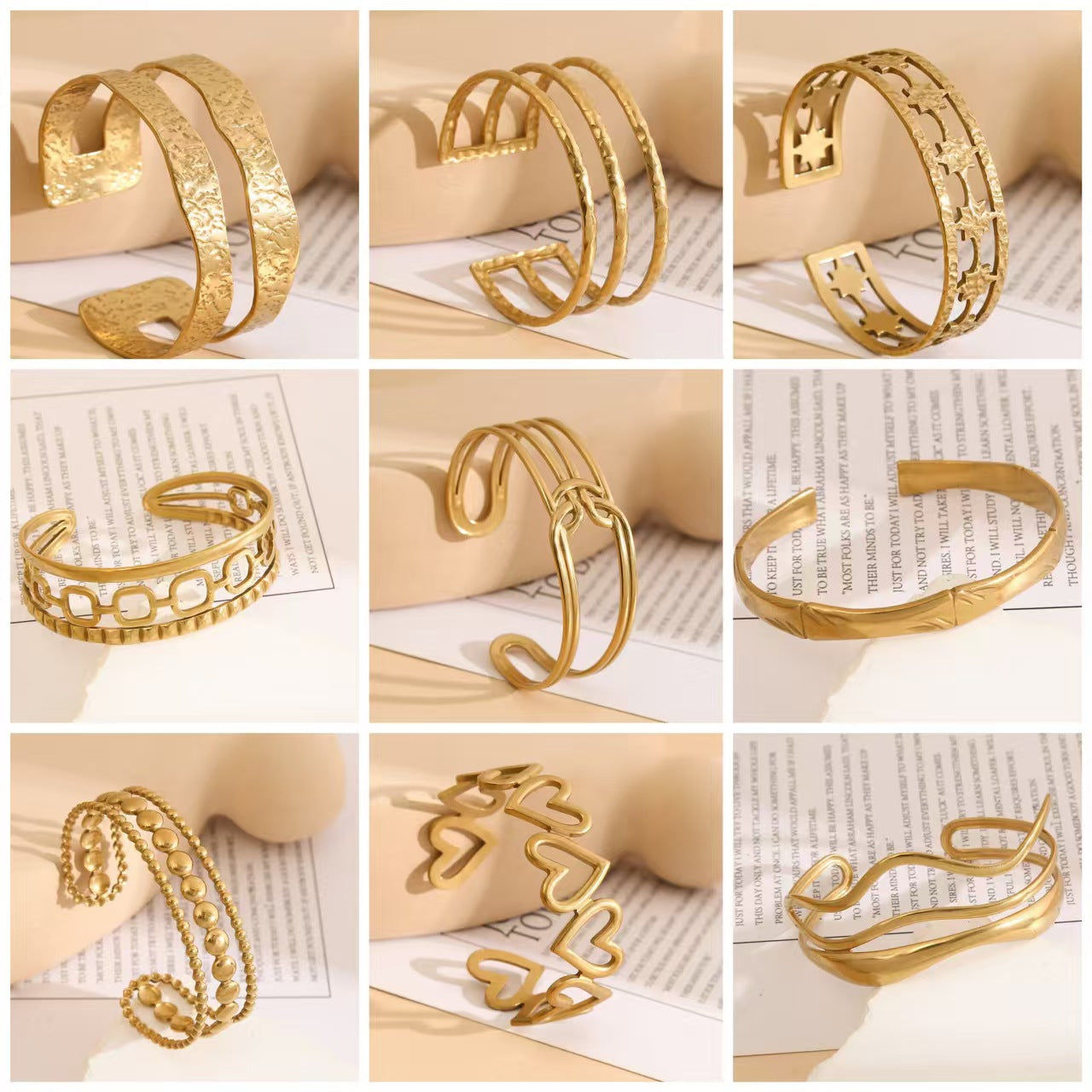 Heart Shape Waterproof Non Tarnish Bangle In Electroplated 304 Stainless Steel, Unisex Design