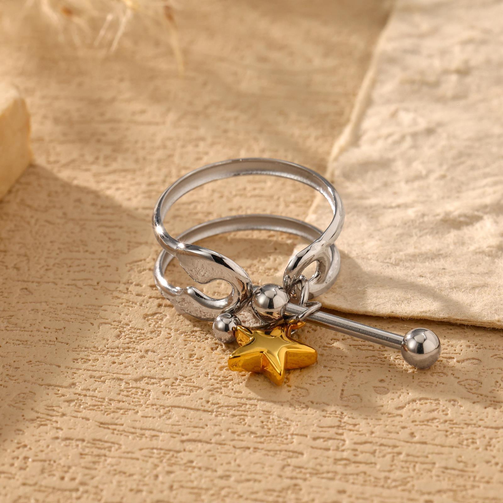Heart Shape Open Ring For Women In Gold Titanium Steel Featuring Waterproof Non Tarnish Craftsmanship