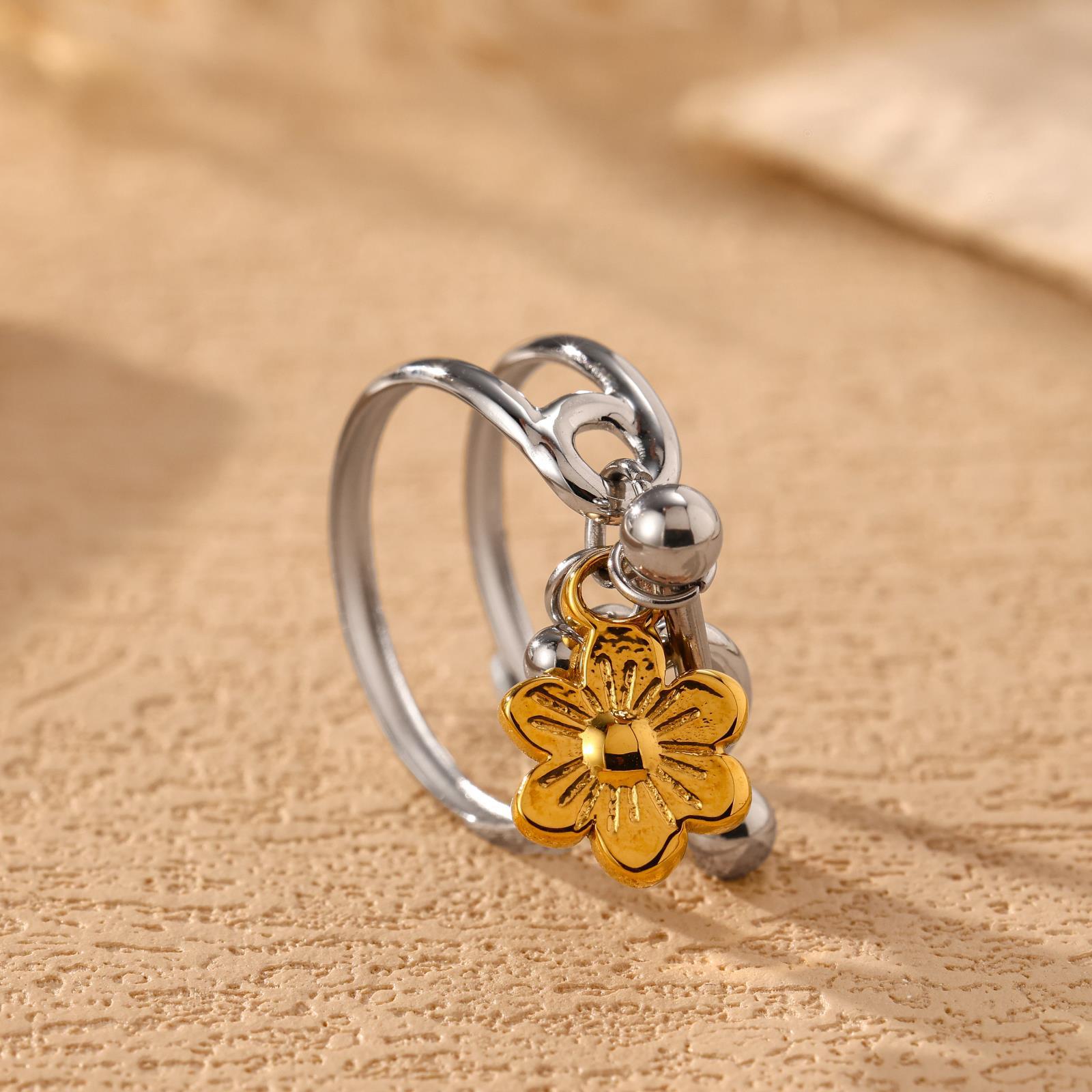 Heart Shape Open Ring For Women In Gold Titanium Steel Featuring Waterproof Non Tarnish Craftsmanship