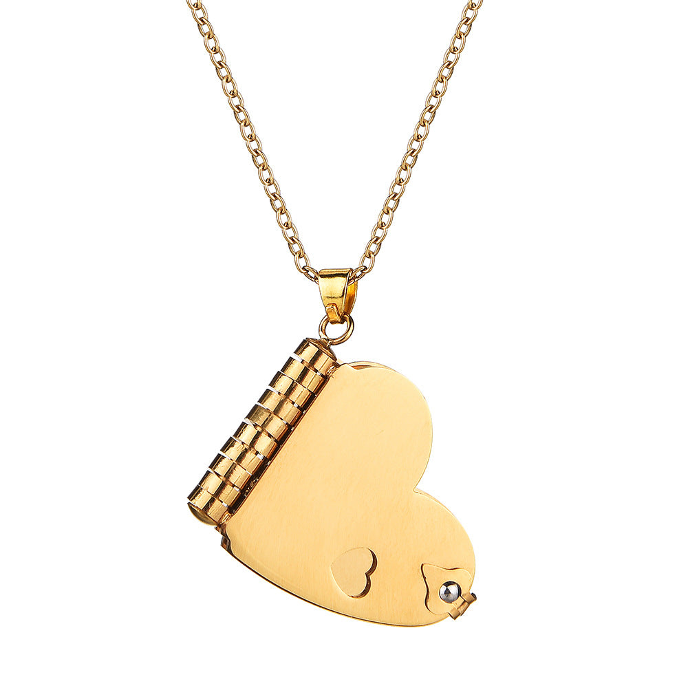 Heart Shape Pendant Necklace In Silver Featuring Titanium Steel Pendant Material With Cable Chain For Unisex