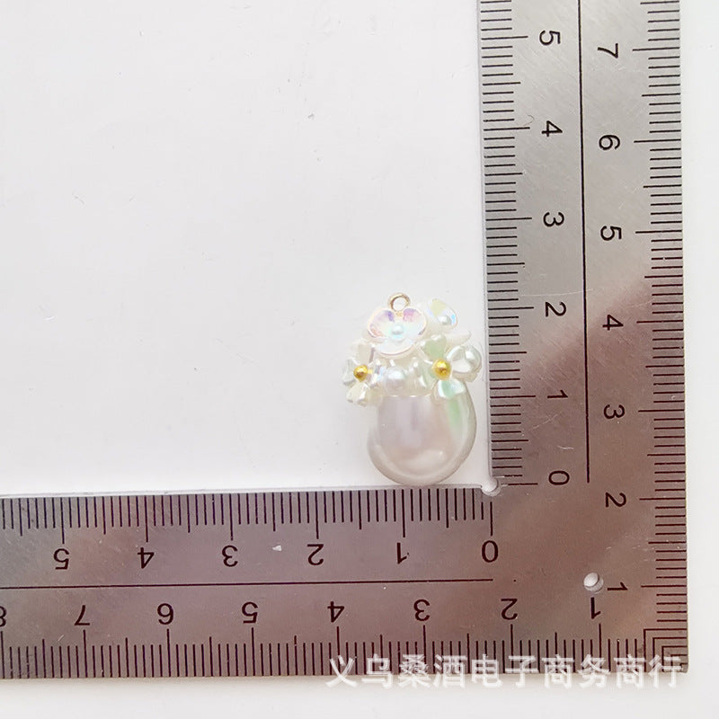 Handmade Imitation Pearl Flower Pendant, 1 PCS Package, Chinoiserie Style Jewelry Accessory From China