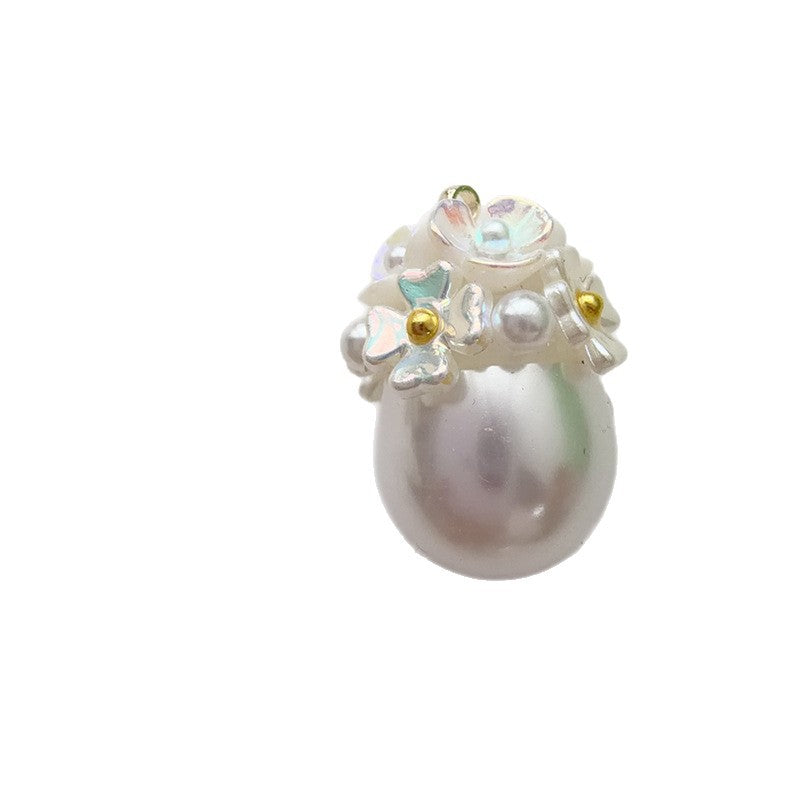 Handmade Imitation Pearl Flower Pendant, 1 PCS Package, Chinoiserie Style Jewelry Accessory From China