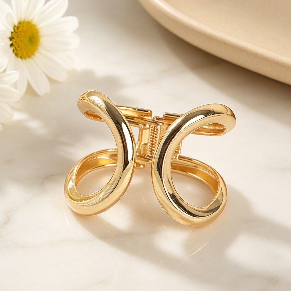 Elegant C Shape Gold Metal Bangle For Women With Rhinestone Inlay