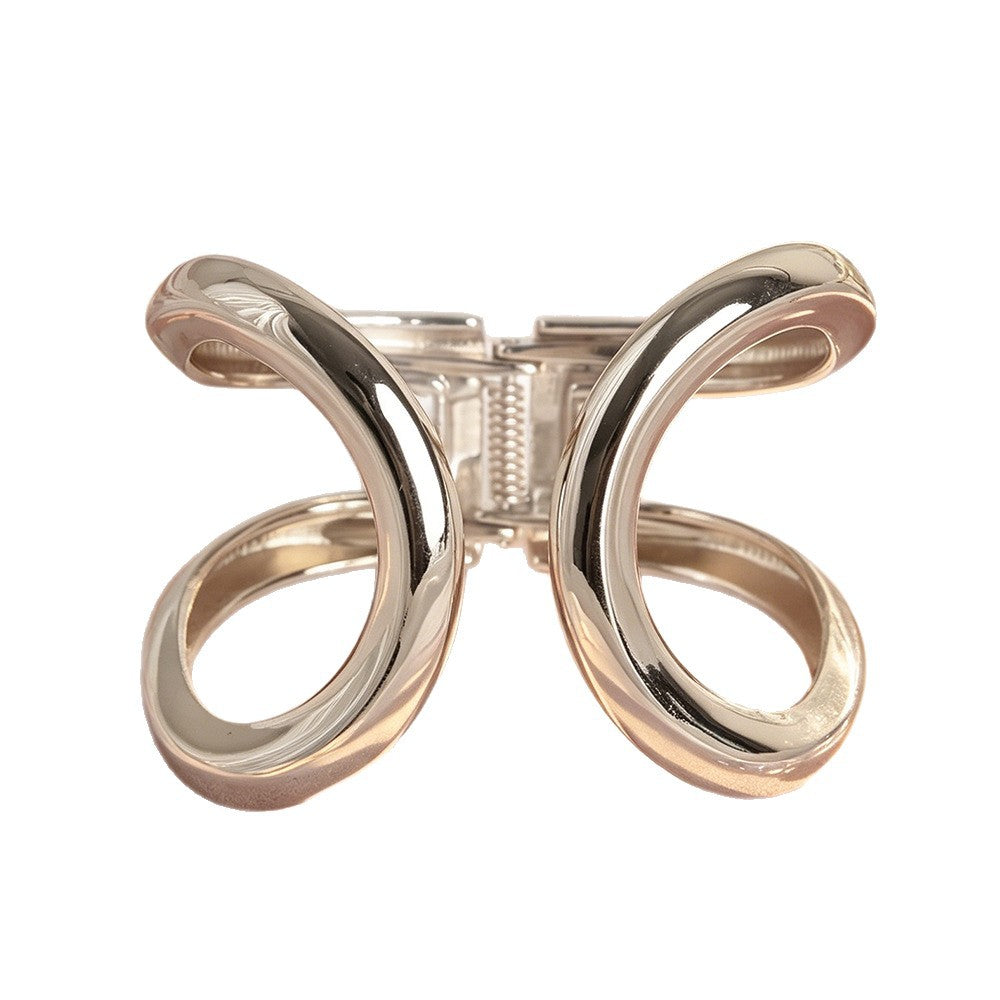Elegant C Shape Gold Metal Bangle For Women With Rhinestone Inlay
