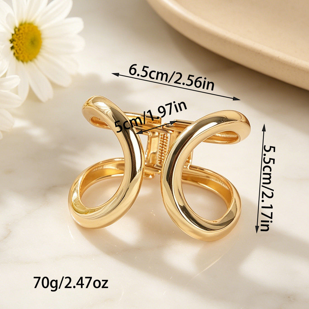 Elegant C Shape Gold Metal Bangle For Women With Rhinestone Inlay