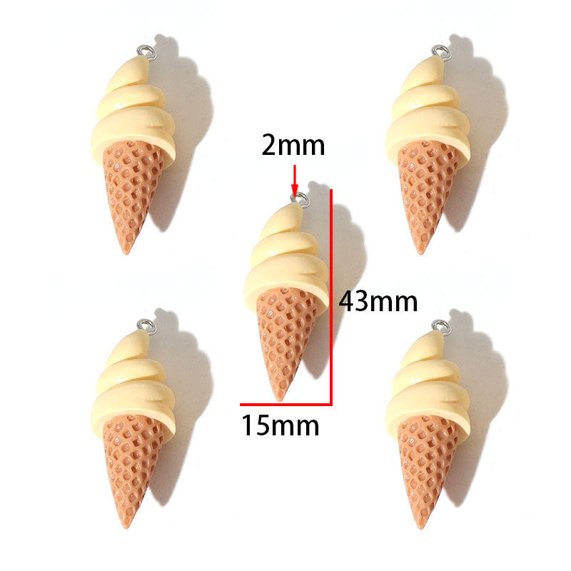 Ice Cream Pendant 1 PCS Package Resin Jewelry Accessory Featuring Epoxy Craft In Multicolor Cartoon Style