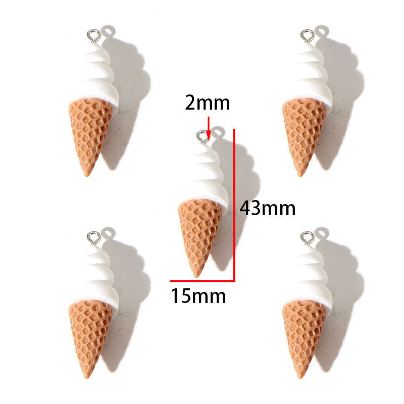 Ice Cream Pendant 1 PCS Package Resin Jewelry Accessory Featuring Epoxy Craft In Multicolor Cartoon Style