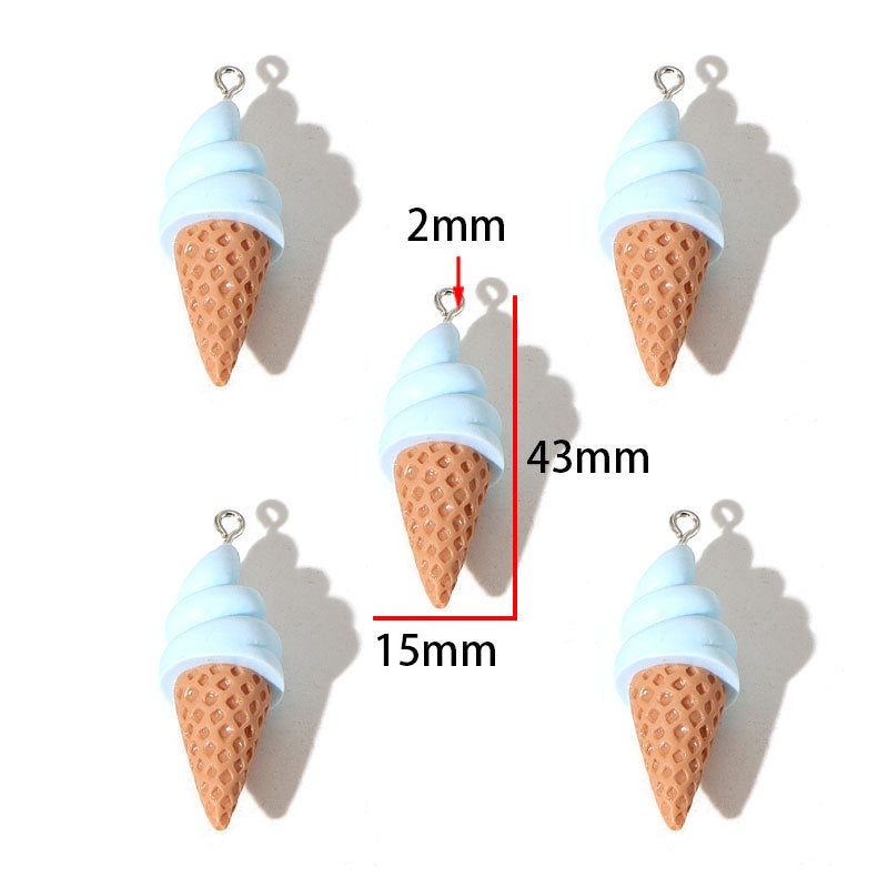 Ice Cream Pendant 1 PCS Package Resin Jewelry Accessory Featuring Epoxy Craft In Multicolor Cartoon Style