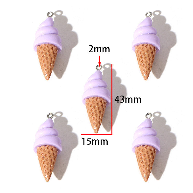 Ice Cream Pendant 1 PCS Package Resin Jewelry Accessory Featuring Epoxy Craft In Multicolor Cartoon Style