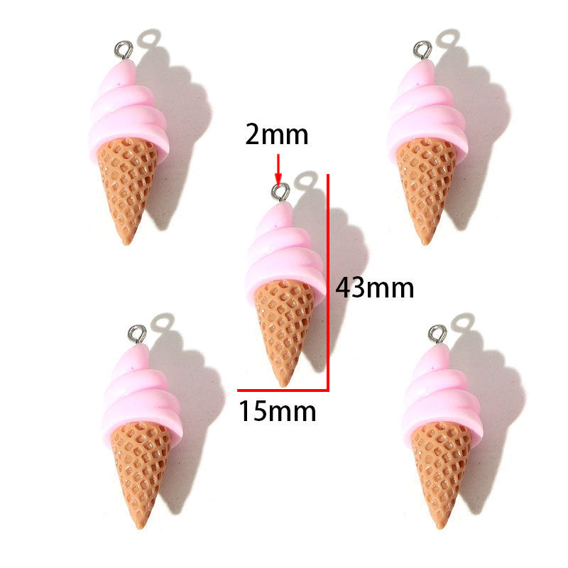 Ice Cream Pendant 1 PCS Package Resin Jewelry Accessory Featuring Epoxy Craft In Multicolor Cartoon Style