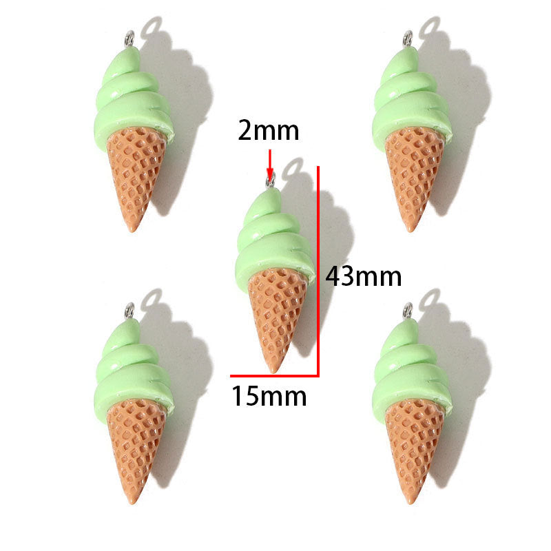 Ice Cream Pendant 1 PCS Package Resin Jewelry Accessory Featuring Epoxy Craft In Multicolor Cartoon Style