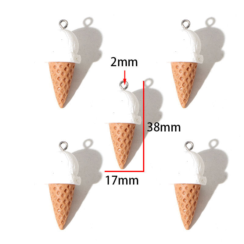 Ice Cream Pendant 1 PCS Package Resin Jewelry Accessory Featuring Epoxy Craft In Multicolor Cartoon Style