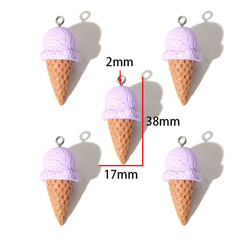 Ice Cream Pendant 1 PCS Package Resin Jewelry Accessory Featuring Epoxy Craft In Multicolor Cartoon Style