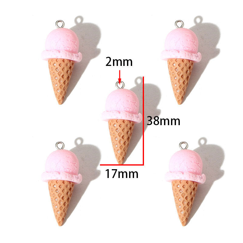 Ice Cream Pendant 1 PCS Package Resin Jewelry Accessory Featuring Epoxy Craft In Multicolor Cartoon Style