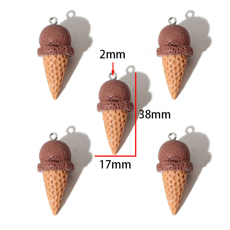 Ice Cream Pendant 1 PCS Package Resin Jewelry Accessory Featuring Epoxy Craft In Multicolor Cartoon Style