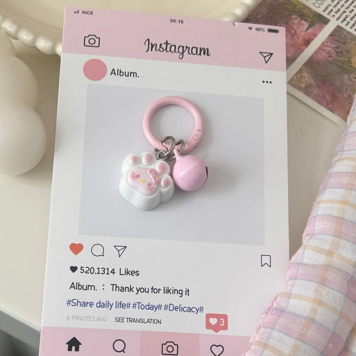 Natural Pink Enamel Cat Key Chain Featuring Cute Style And Durable Plastic Material, Perfect For Spring Accessories