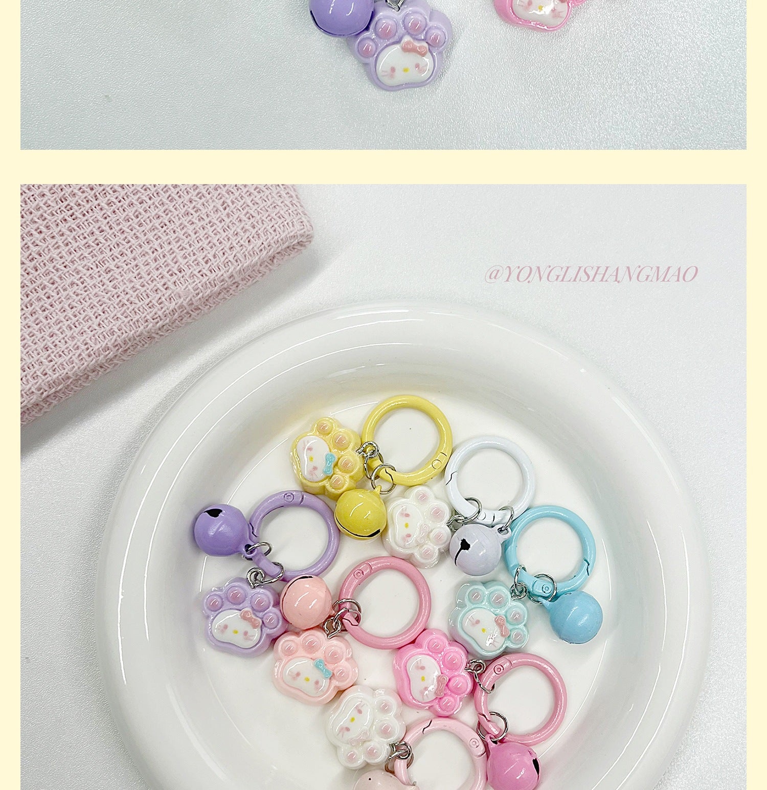 Natural Pink Enamel Cat Key Chain Featuring Cute Style And Durable Plastic Material, Perfect For Spring Accessories