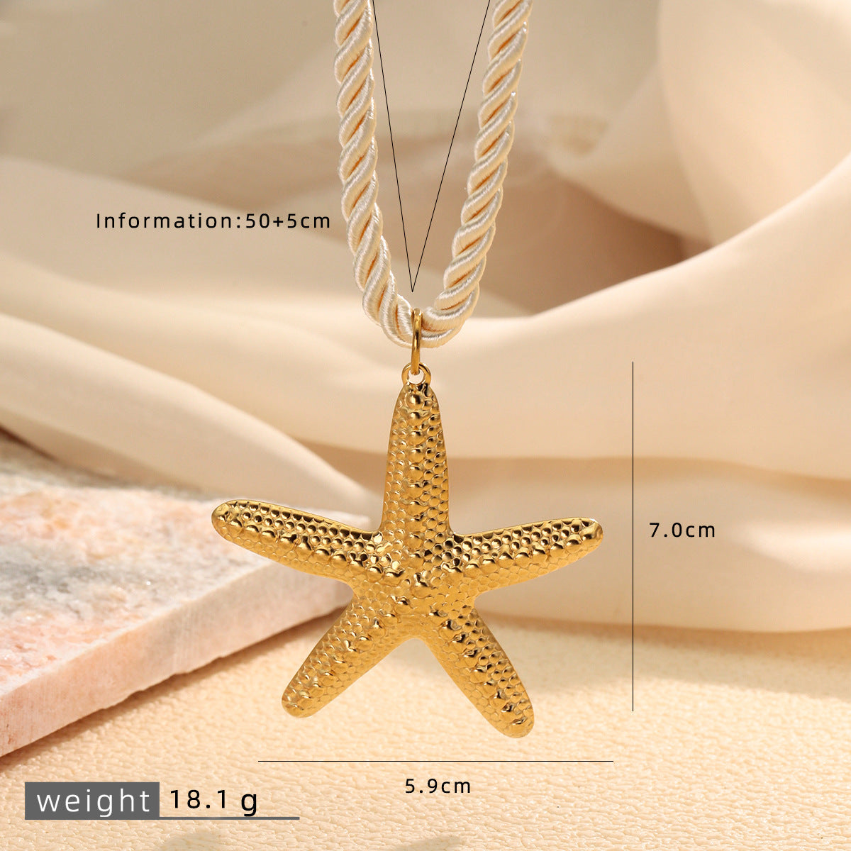 Ocean Pendant Necklace For Women, 18K Gold Plated 316L Stainless Steel Pendant With 304 Stainless Steel Rope Chain