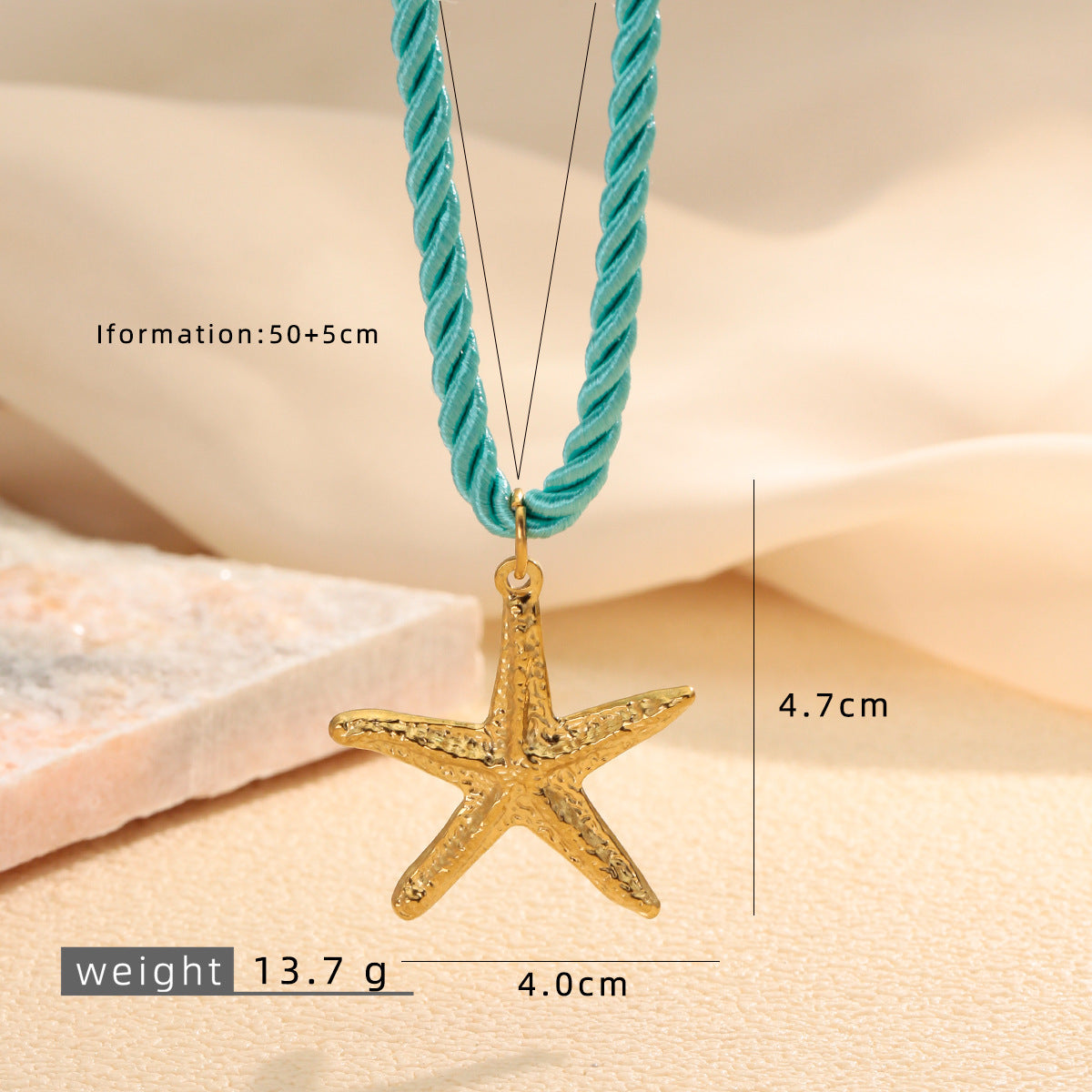 Ocean Pendant Necklace For Women, 18K Gold Plated 316L Stainless Steel Pendant With 304 Stainless Steel Rope Chain