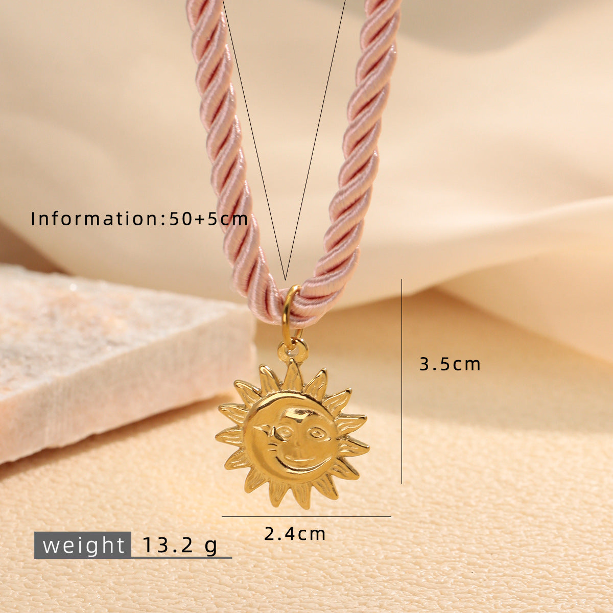 Ocean Pendant Necklace For Women, 18K Gold Plated 316L Stainless Steel Pendant With 304 Stainless Steel Rope Chain