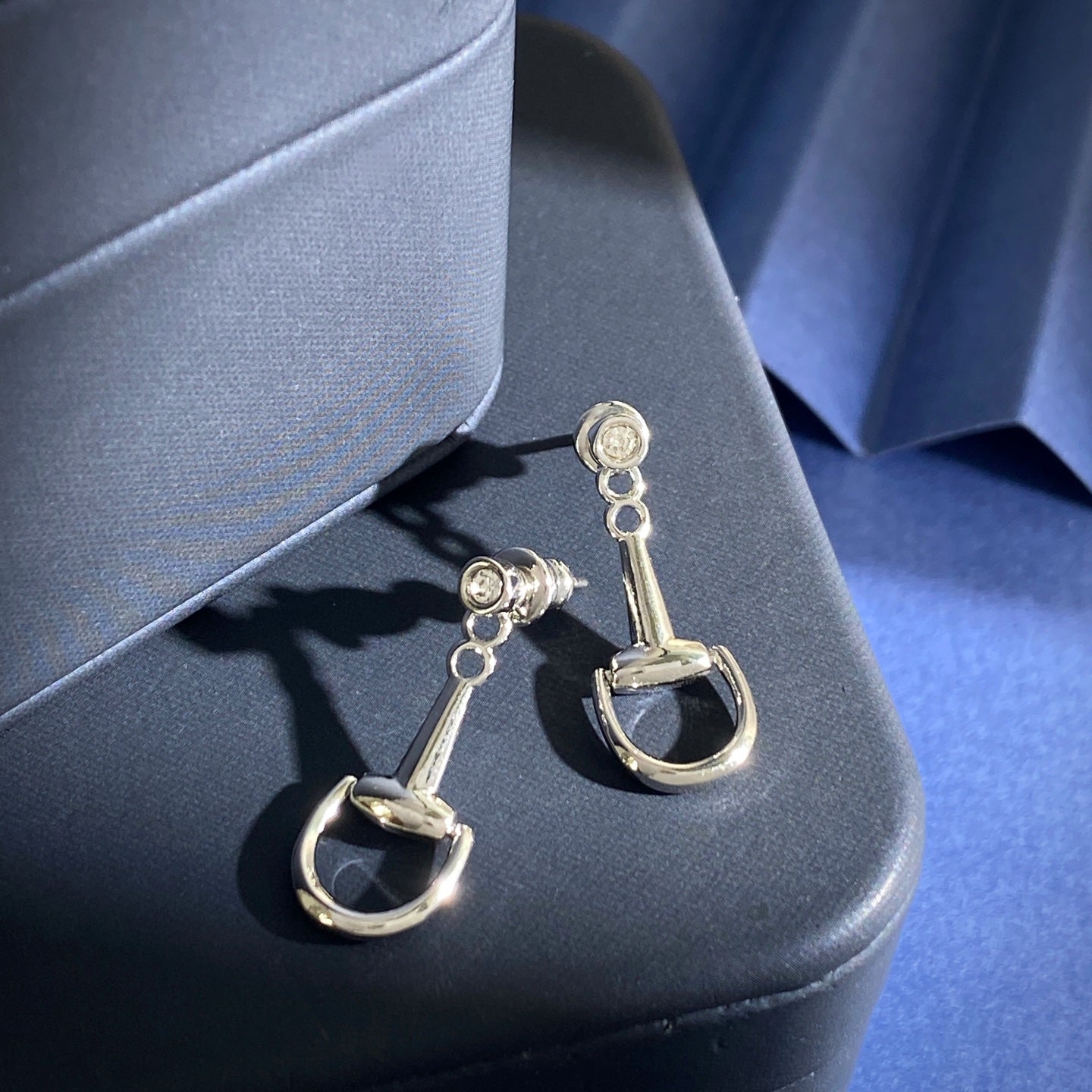 British Style Geometric Stud Earrings For Women In Real Gold Plated Brass With Waterproof Non Tarnish Finish And Zircon Inlay