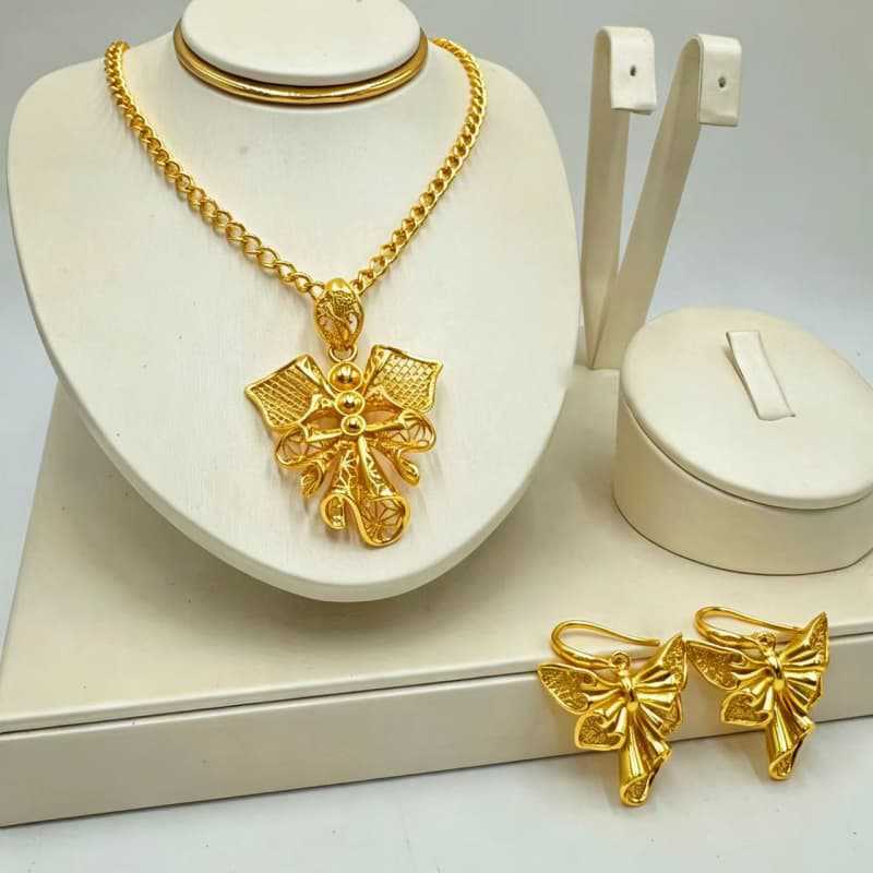 Handmade Heart Shape Jewelry Set For Women In Gold Alloy, Perfect For  Spring And Summer