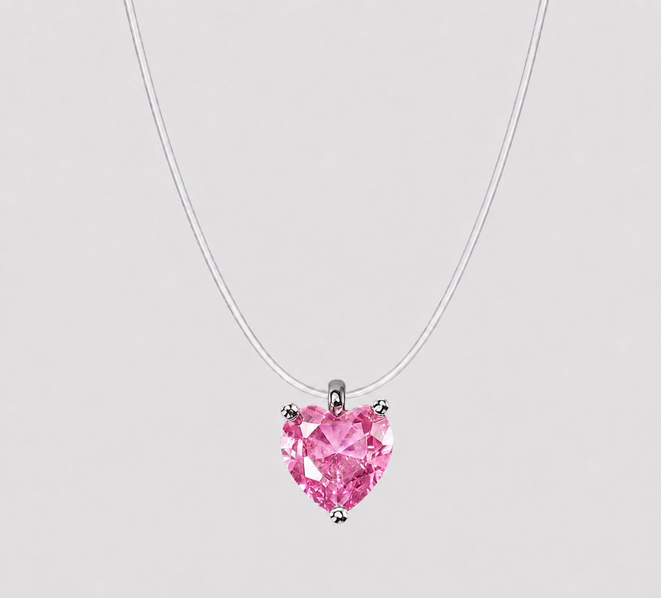 Heart Shape Transparent Copper Necklace For Women With Copper Chain Featuring Electroplated Gold Finish