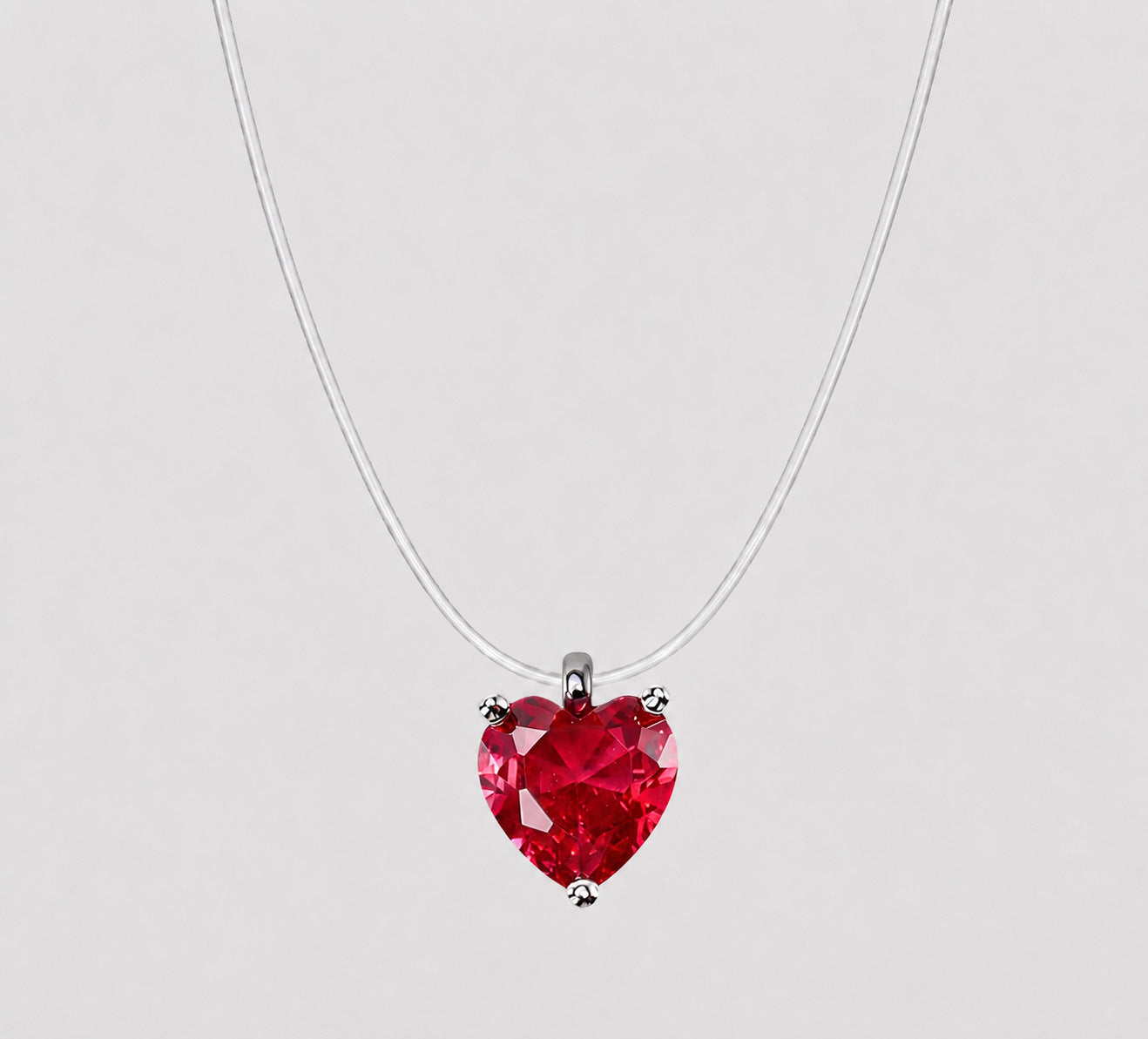 Heart Shape Transparent Copper Necklace For Women With Copper Chain Featuring Electroplated Gold Finish