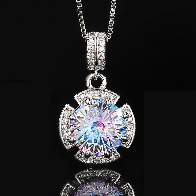 Fireworks Jewelry Set For Women In Copper With Zircon Inlay Featuring A Box Chain, 1 Set