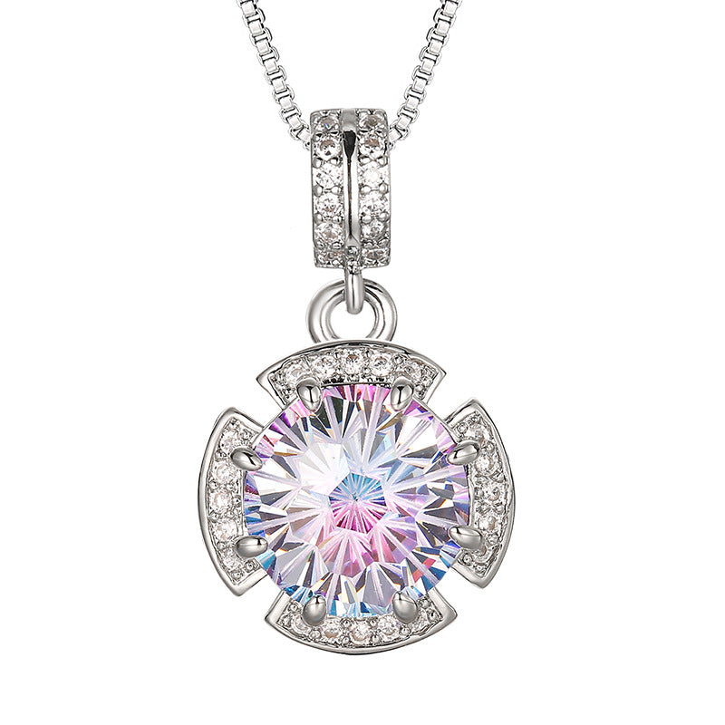 Fireworks Jewelry Set For Women In Copper With Zircon Inlay Featuring A Box Chain, 1 Set