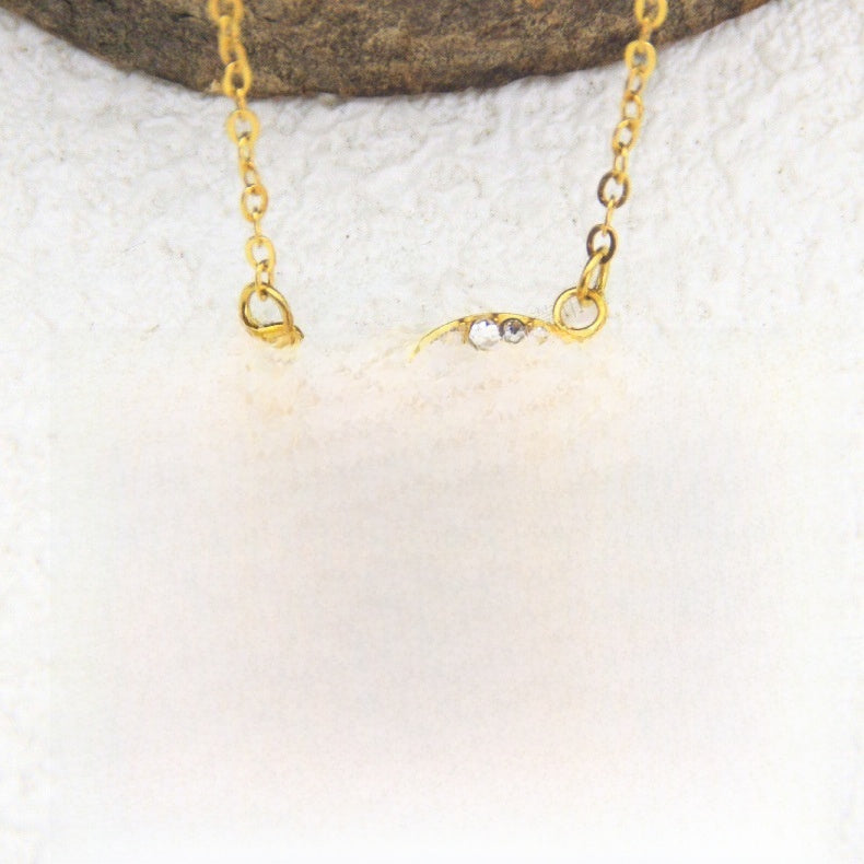 C Shape Pendant Necklace For Women In 18K Real Gold Plated 304 Stainless Steel With Zircon Inlay And Cable Chain