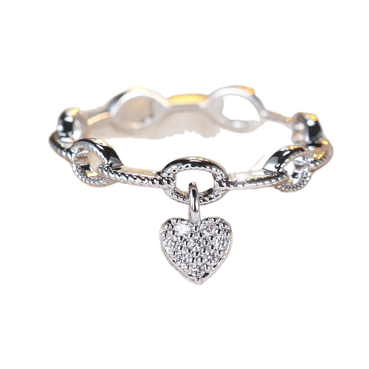 Heart Shape Ring For Women In Copper With Golden Plated Electroplated Finish Featuring Zircon Inlay