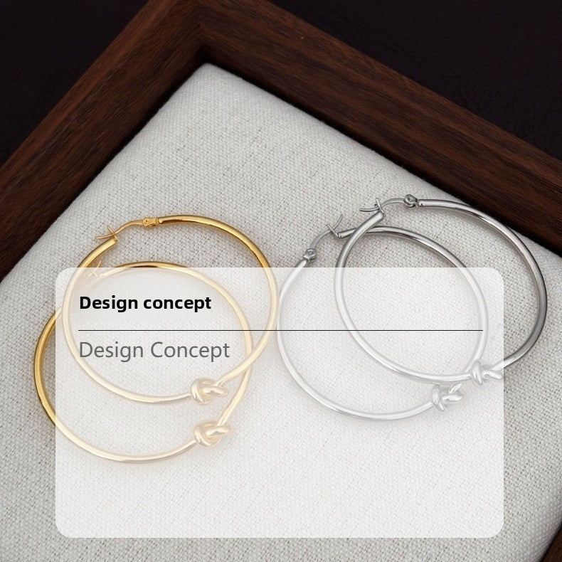 Knot Hoop Earrings For Women In 18K Real Gold Plated Brass With Copper Ear Pins