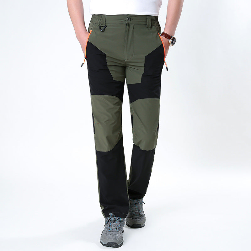 Men's Sport Splicing Casual Pants In Full Length For Outdoor, Made With Nylon Fabric Featuring Contrast Collar Design