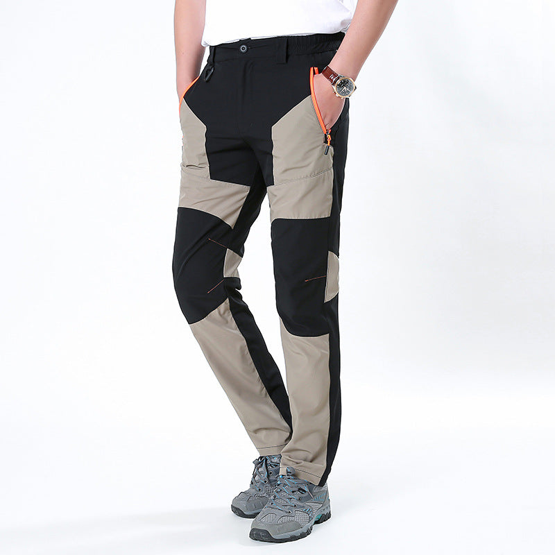 Men's Sport Splicing Casual Pants In Full Length For Outdoor, Made With Nylon Fabric Featuring Contrast Collar Design