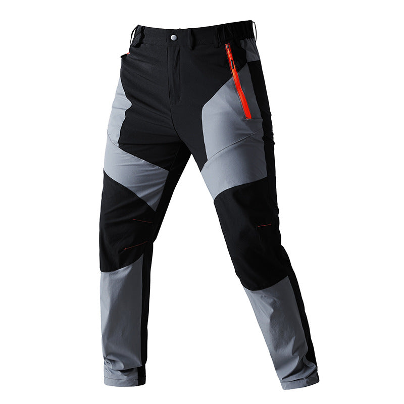 Men's Sport Splicing Casual Pants In Full Length For Outdoor, Made With Nylon Fabric Featuring Contrast Collar Design